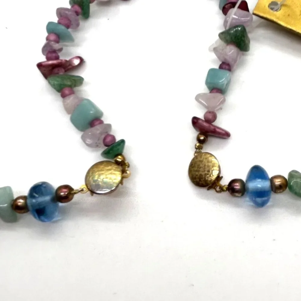 Cloisonné Bead Necklace with Multicolor Natural Stone & Glass and Bracelet - Picture 6 of 16